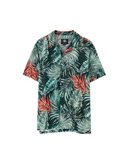 Camisa Viscosa Print Hojas Selva