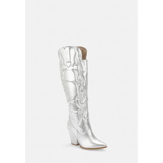 missguided silver boots