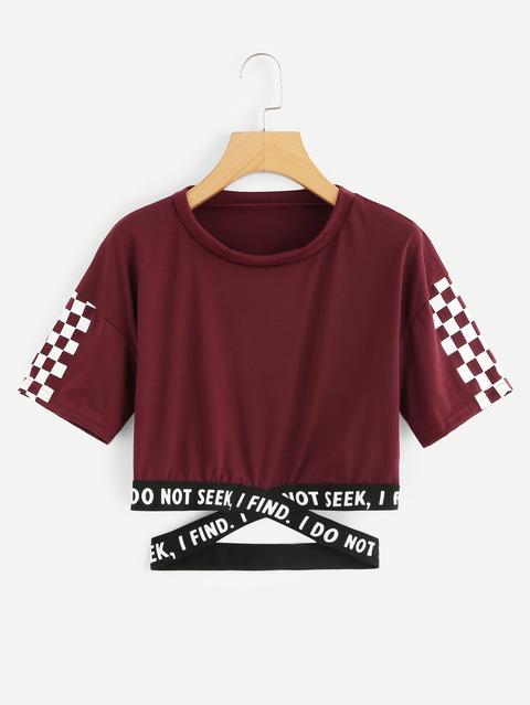 Camiseta Panel De Guingán Con Diseño Cruzado