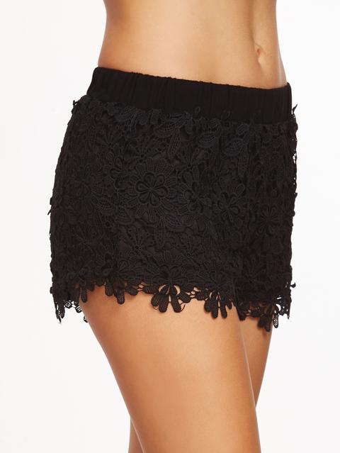 Floral Embroidered Lace Shorts