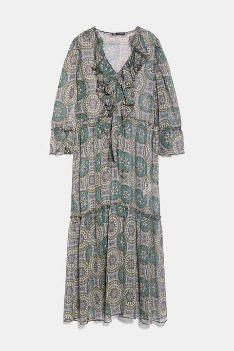 Vestido Estampado Volantes