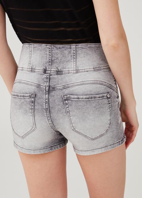 Shorts In Denim Stretch Vita Alta