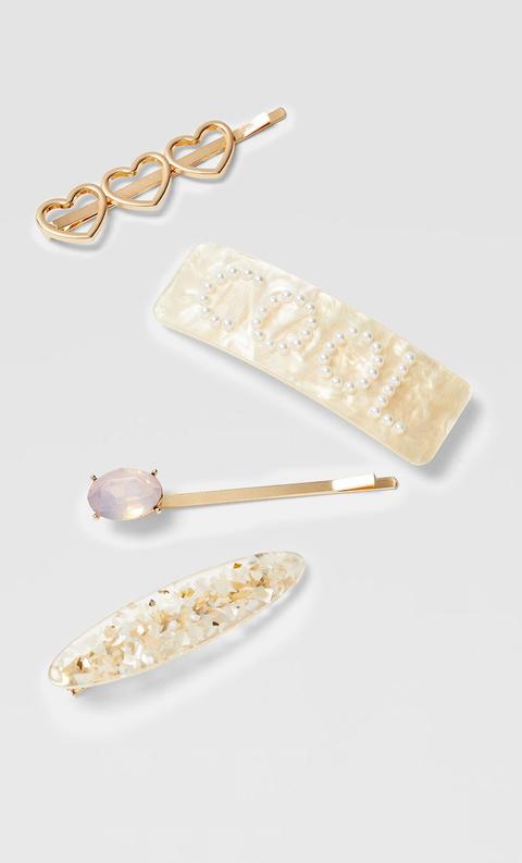 Stradivarius Set Di 4 Fermagli Femminile Giallo 103