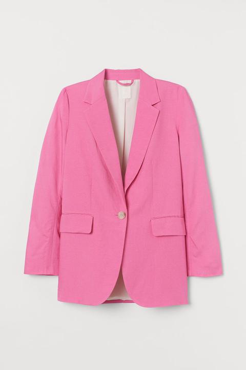 Blazer En Lin Mélangé - Rose