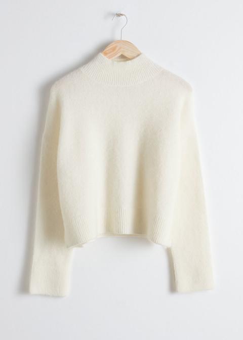 Wool Blend Cropped Turtleneck