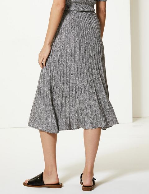 Textured Knitted Midi Skirt from Marks & Spencers on 21 Buttons