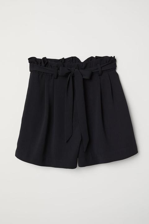 Shorts With A Tie Belt - Black