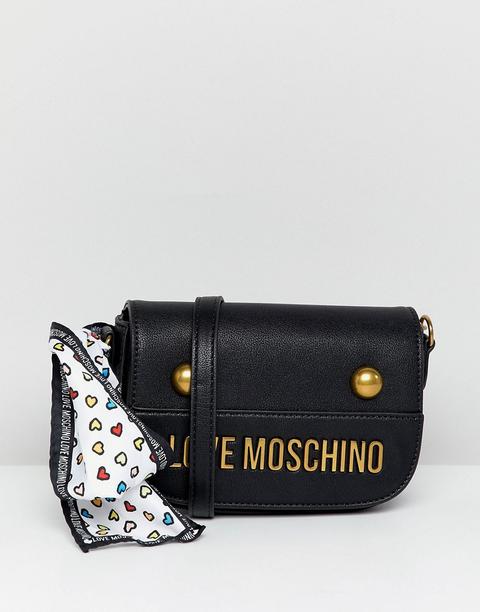 Love Moschino - Borsa Da Spalla Borchiata Con Logo - Nero