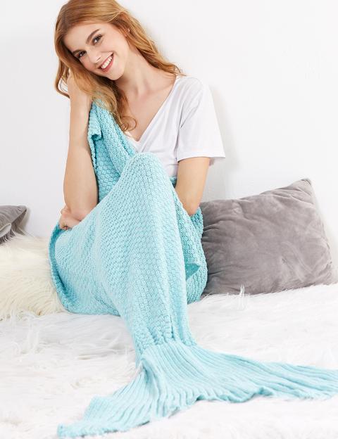 Coperta Forma Sirena Con Coda Di Pesce - Azzurro