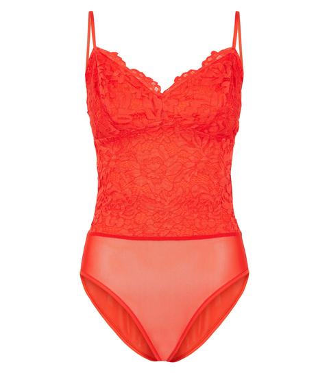 red lace bustier top