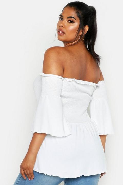 white bardot peplum top