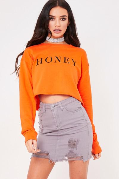 Bobby Orange Honey Print Cropped Jumper