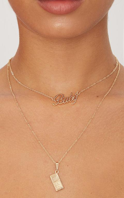 Gold Baby Logo Phone Necklaces