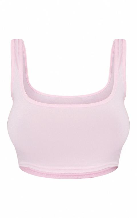Basic Baby Pink Scoop Neck Crop Top