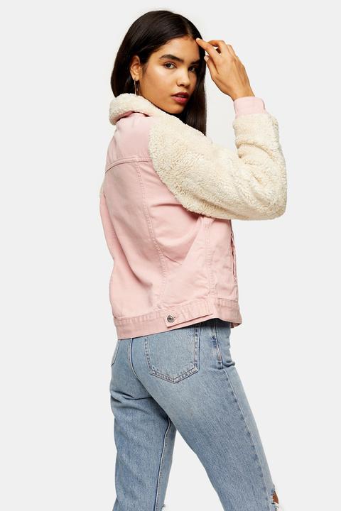 borg sleeve denim jacket