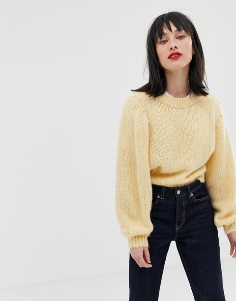 Jersey De Hilo Con Mangas Voluminosas De Asos Design