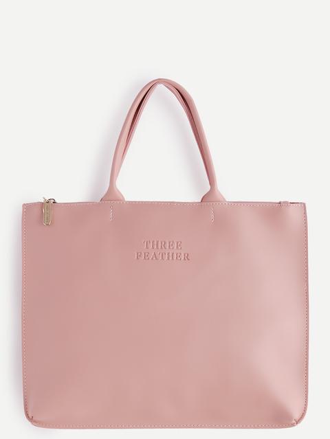 Oversized Pink Pu Plain Tote Bag