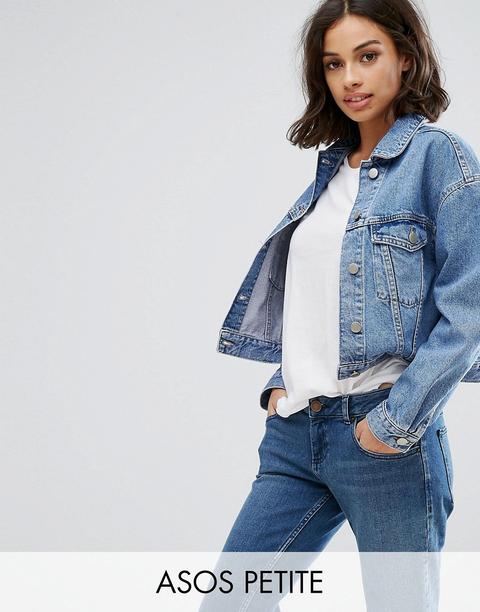 Asos Petite Denim Jacket In Midwash Blue