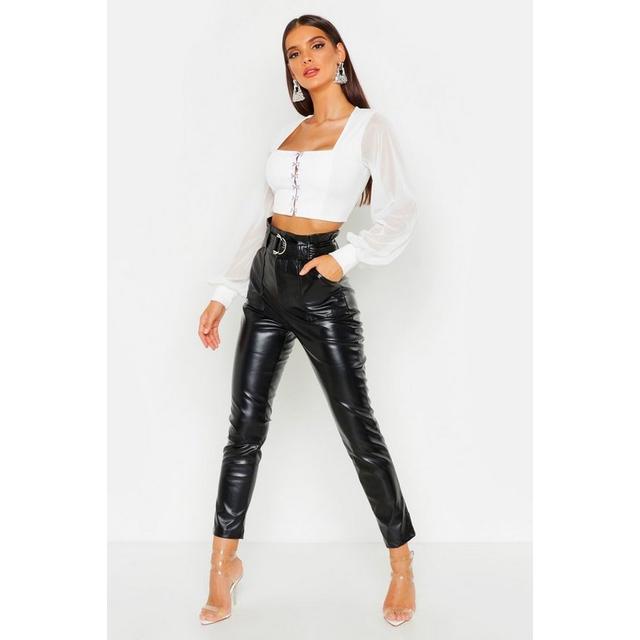 womens leather look trousers