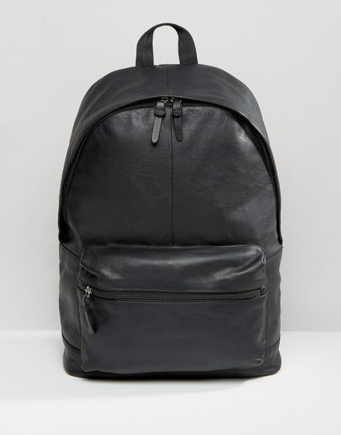 Mochila De Cuero Negra De Asos