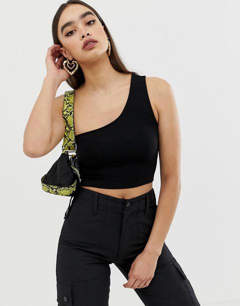 Asos Design - Top Corto Monospalla Senza Maniche Nero - Nero