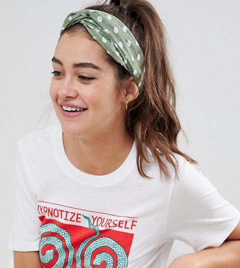 Banda Para La Cabeza De Punto Con Lunares De My Accessories-verde