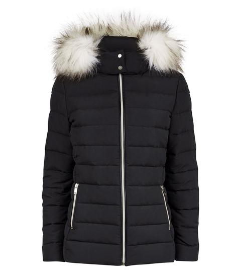 new look hooded puffer jacket in black