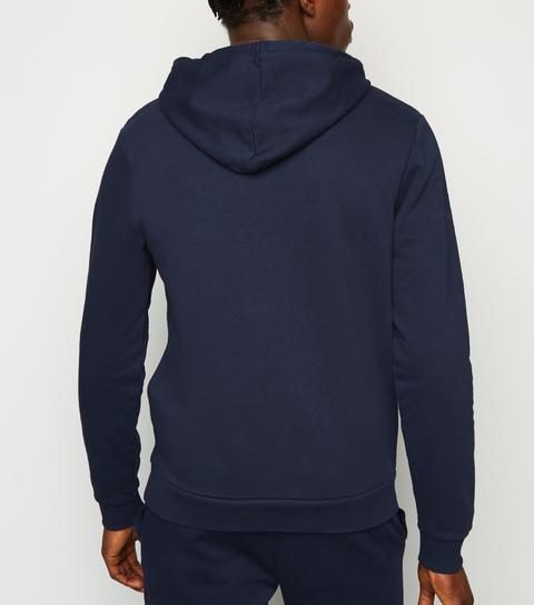 Men's Navy Cotton Blend Hoodie New Look