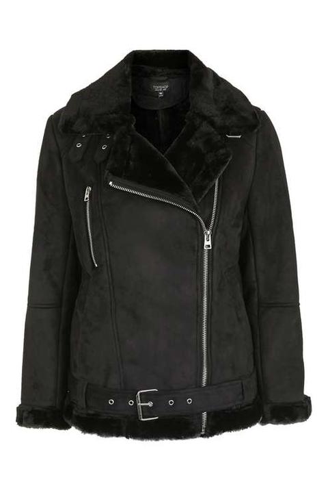 Faux Shearling Biker Jacket - Jackets & Coats - Clothing