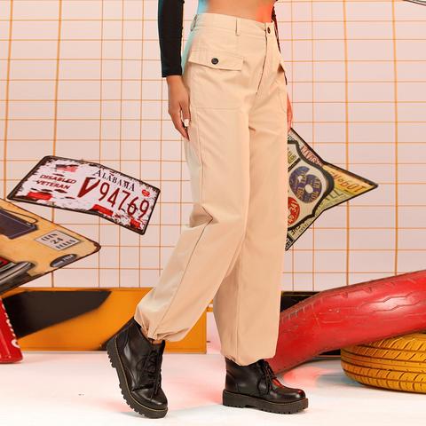 High Waisted Toggle Drawstring Hem Trousers