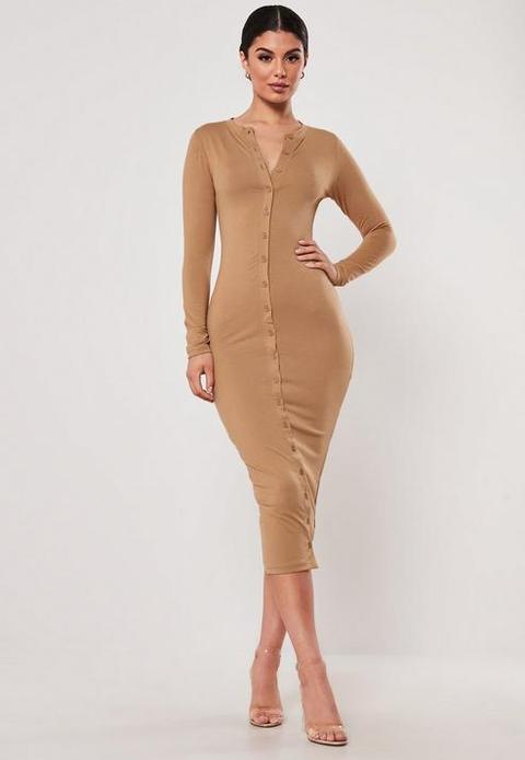 button through bodycon dress