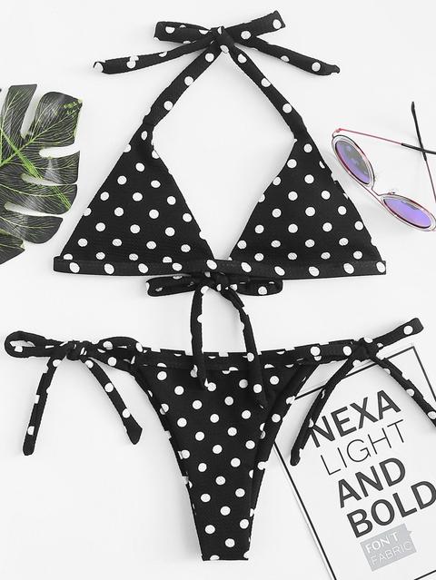 Bikini Con Cravatta A Pois