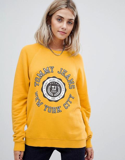 Tommy Jeans - Felpa Con Logo A Timbro - Giallo