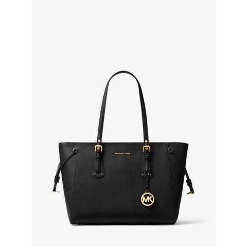 Mkbolso Tote Voyager Mediano De Piel De Grano Cruzado - Negro(negro) - Michael Kors