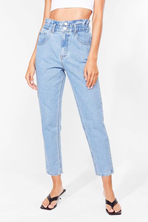 Womens Wash Me Roll Paperbag Mom Jeans