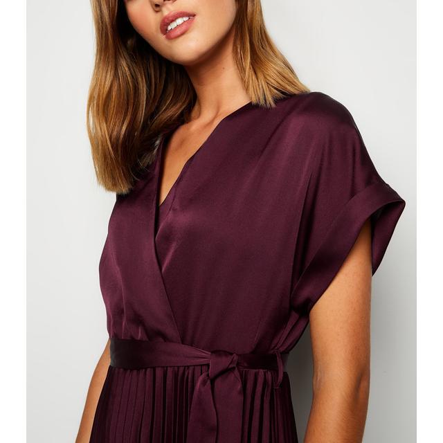 new look satin pleated midi dress