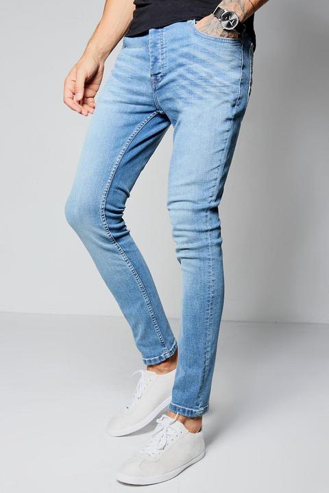 Stretch Skinny Fit Washed Jean In Mid Blue