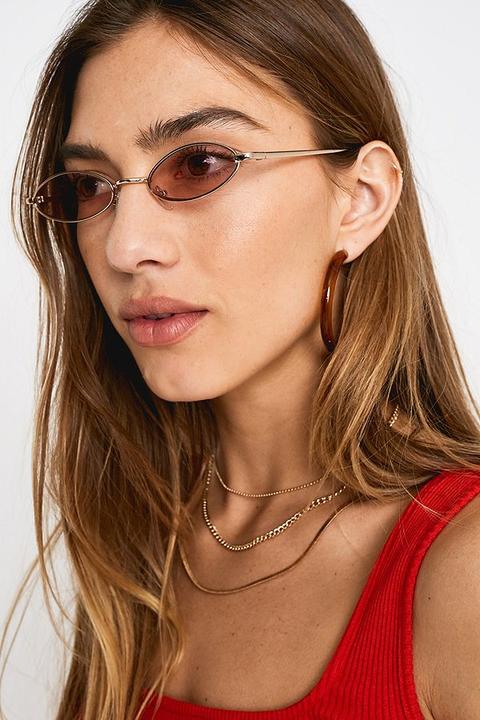 Uo Gigi Slim Oval Sungasses - Pink At Urban Outfitters