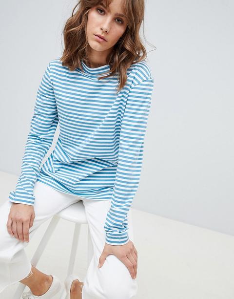 Top De Rayas De Cuello Alto Emelie De Mih Jeans-azul