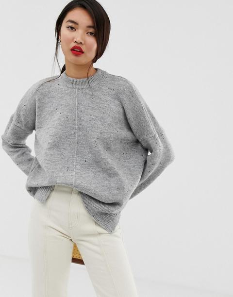 Warehouse - Grauer Pullover Mit Rundhalsausschnitt - Grau