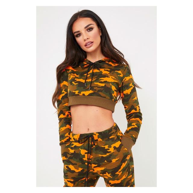 orange camo crop top