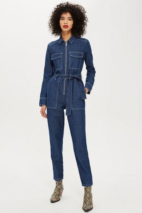 Womens Utility Zip Boiler Suit - Indigo, Indigo