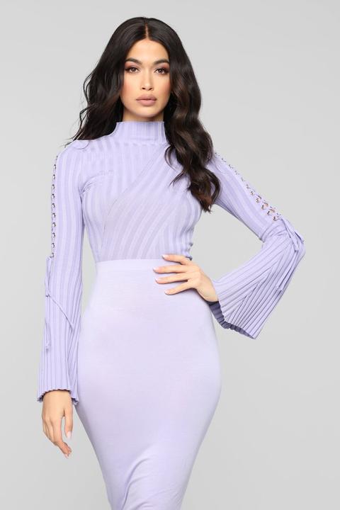 Next To Me Mock Neck Sweater - Lavender