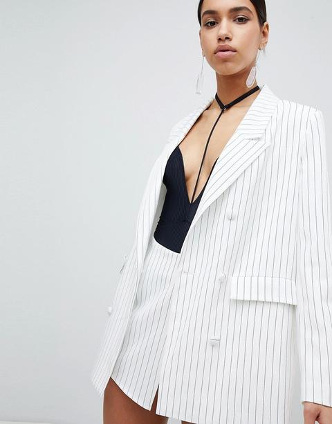 Parallel Lines Pin Stripe Blazer Co-ord - White Black Stripe