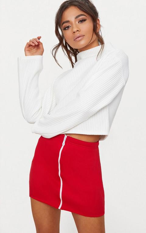 Petite Cream Jumbo Rib High Neck Sweater