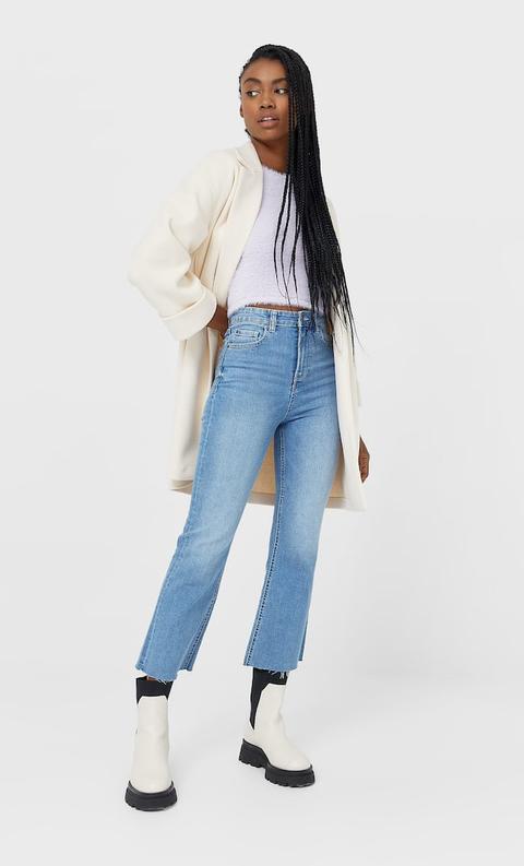 Stradivarius Manteau En Maille Grattée Femme Vanille Xs