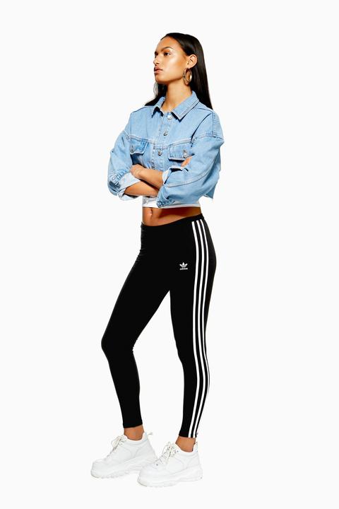 Womens Three Stripe Leggings By Adidas Originals - Black, Black