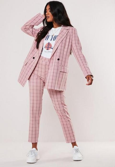 pink checkered blazer