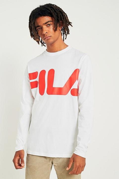 Fila White And Red Logo Long-sleeve T-shirt