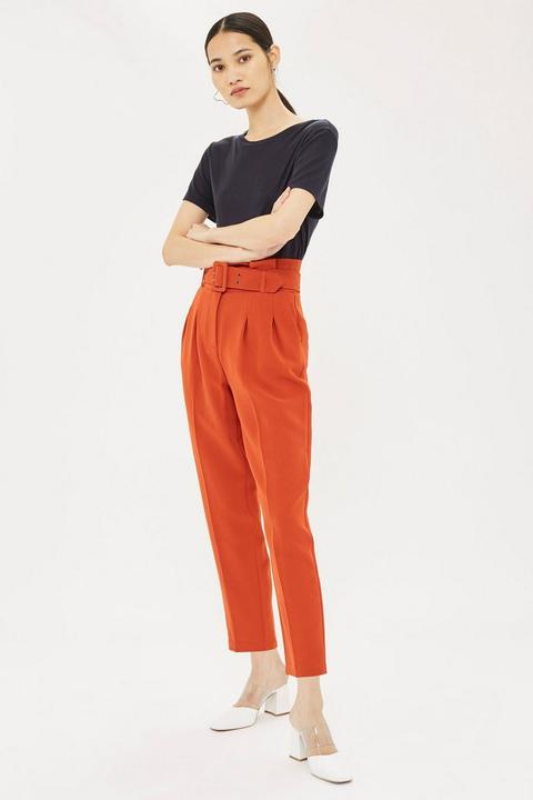 Belted Eyelet Pegged Trousers